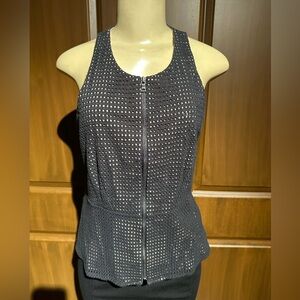 BCBGMaxAzria Black Embellished Peplum Tank Top